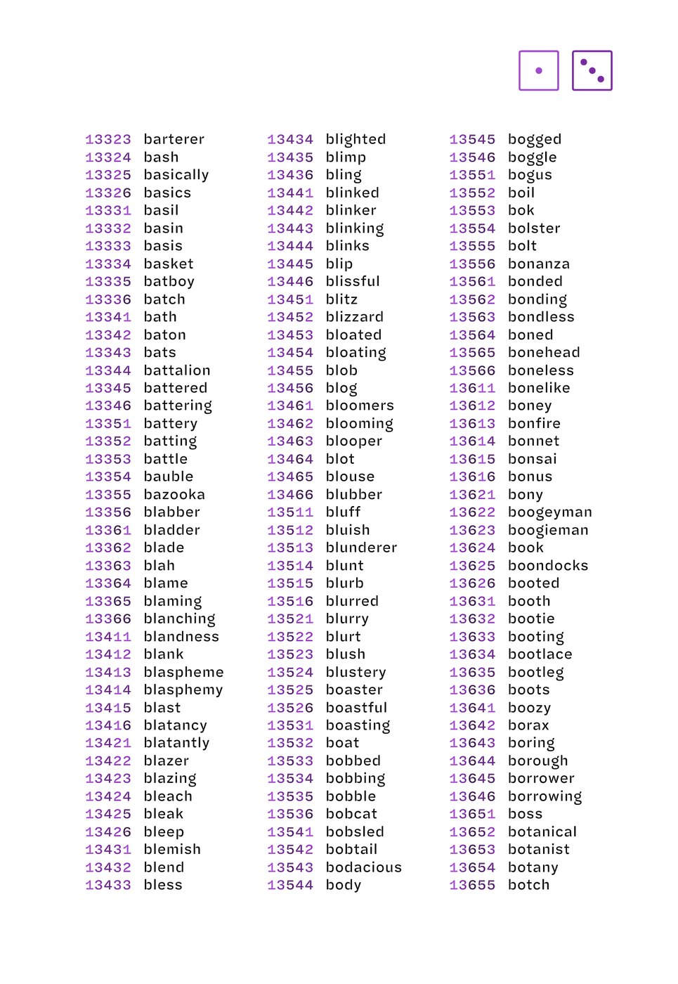 Wordlist page